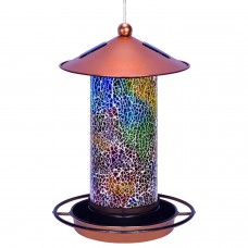 Solar Bird Feeder for Outside - Mosaic Copper Outdoor Hanging Lantern